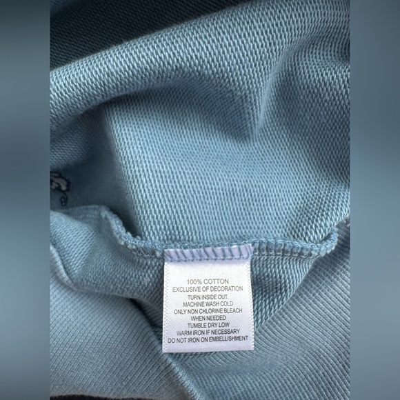 Floral Embroidery Women's Long Sleeve Sweatshirt Pullover Blue Top (new) - Picture 7 of 8